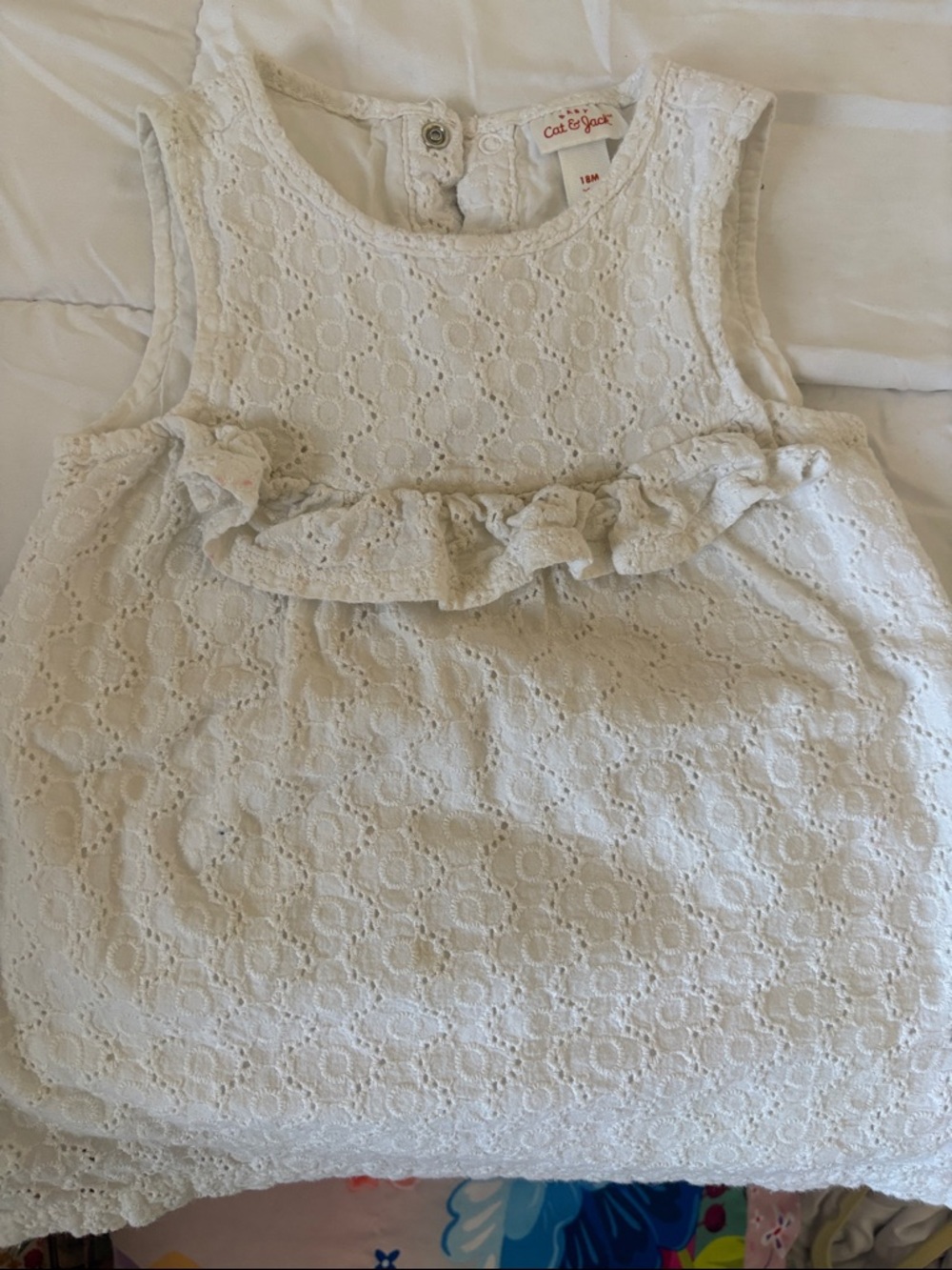 Cat & Jack Cream Eyelet Ruffle Tank